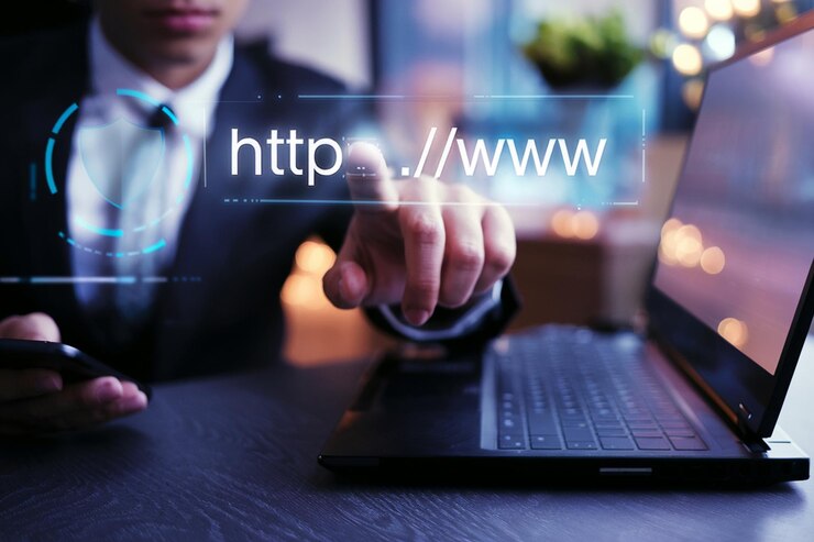 Foto optimización de motores de búsqueda seo hombre tocando la barra de búsqueda en la pantalla virtual búsqueda navegando por internet