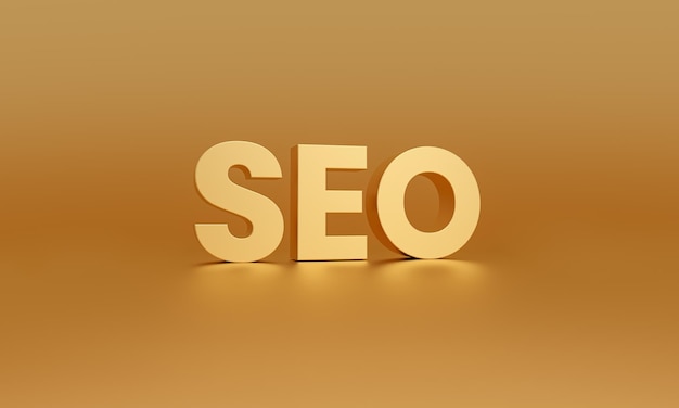 Optimización de motores de búsqueda SEO sobre fondo dorado Concepto web de estrategia