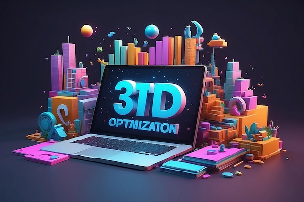 Optimización de SEO 3D para la ilustración de dibujos animados