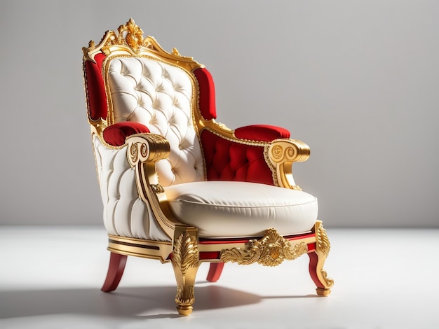 Opulência em Design Cadeira de Luxo Vermelha e Dourada