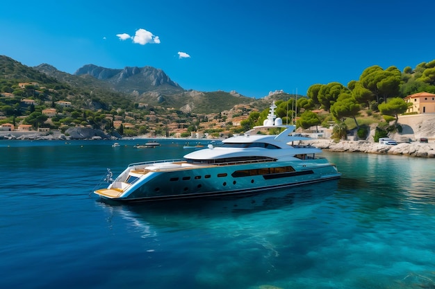 Opulentos yates en medio de las impresionantes aguas azules de la Riviera Francesa