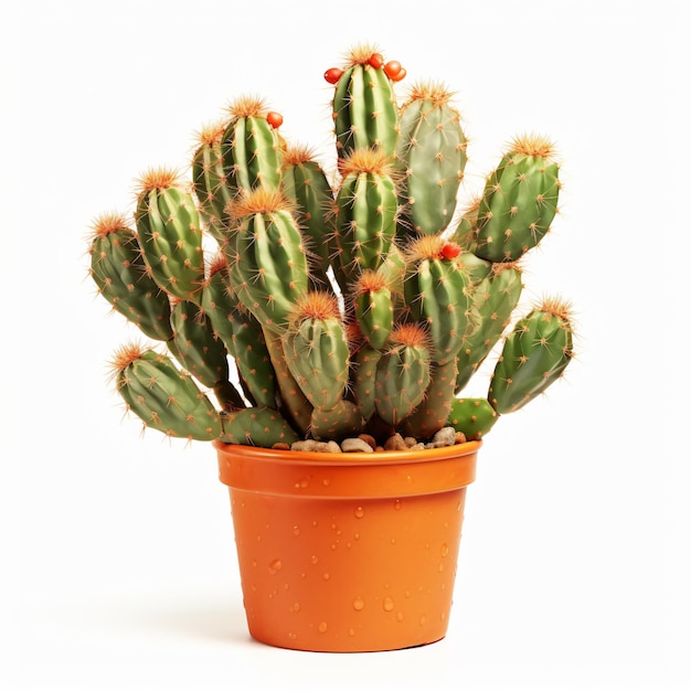 Opuntia de cacto em vaso de terracota