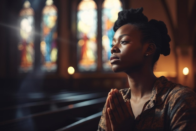 Oração cristã mulher negra AI gerado