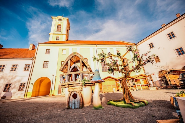 Oradea Romênia com Fortaleza também conhecida como Nagyvarad e no backround Catedrala Episcopala invierea Domnului Transilvânia Ocidental na Romênia