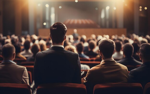 Orador en una conferencia y presentación de negocios