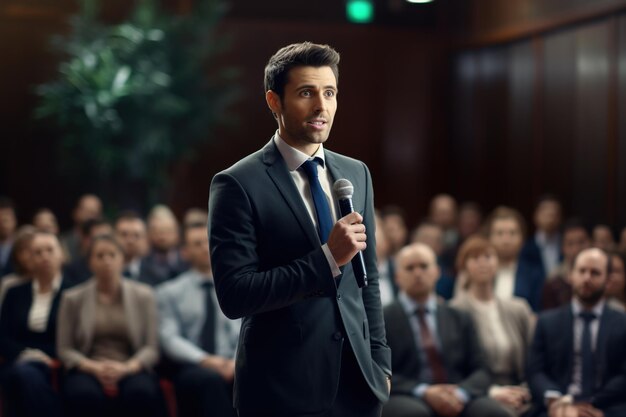 Orador dando uma palestra na Conferência de Negócios Audiência na sala de conferências Negócios e Empresa