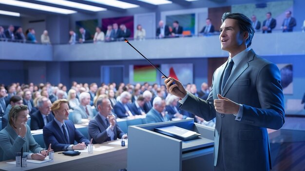 Orador en una reunión de negocios en la sala de conferencias