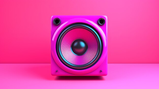 Un orador rosado de colores sobre un fondo vibrante