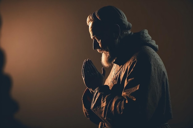 Orando esperando por melhor Pedindo a Deus boa sorte sucesso perdão Poder da religião crença adoração De mãos dadas em oração IA generativa