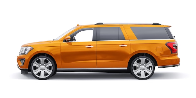 Orang Premium Family SUV aislado sobre fondo blanco 3d renderizado