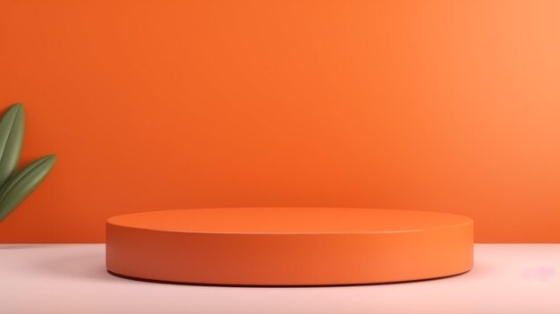 Orange Abstract Minimalistic Product Podium A cena para apresentação de produto Sala 3D com plataforma geométrica Pedestal de palco Ai Mockup de pódio gerado para uma publicidade de produto