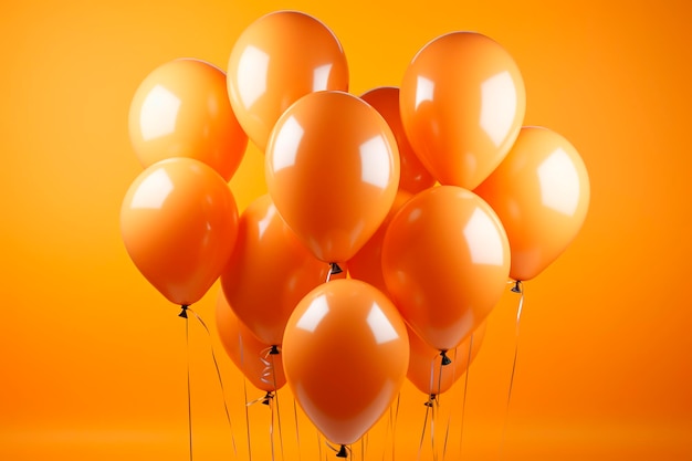 Orange Ballons auf einem orangefarbenen Hintergrund