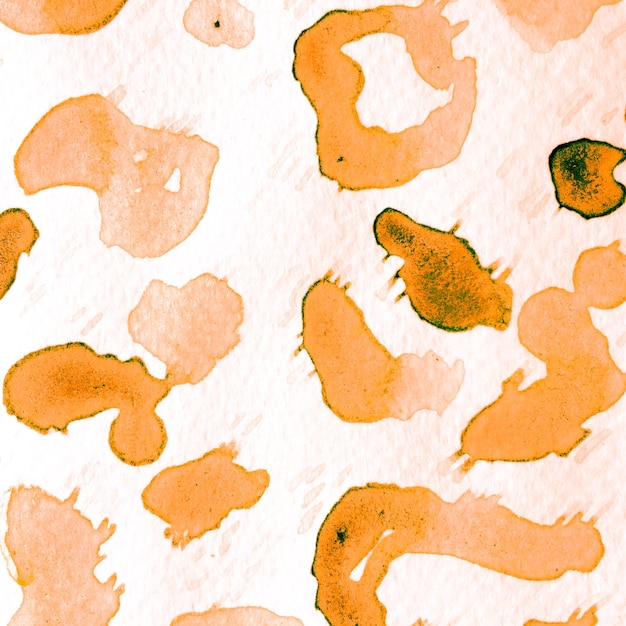 Orange-bernsteinfarbene Punktfliese. Leopardenfell-Druck. Handgezeichnete Safari-Oberfläche. Abstrakte Textur des Leoparden. Aquarell-Tarnmuster. Tierischer Tarnhintergrund. Große afrikanische Kulisse.