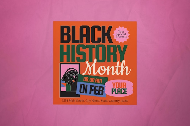 Orange Black Quirky Ilustración El mes de la historia negra en las redes sociales