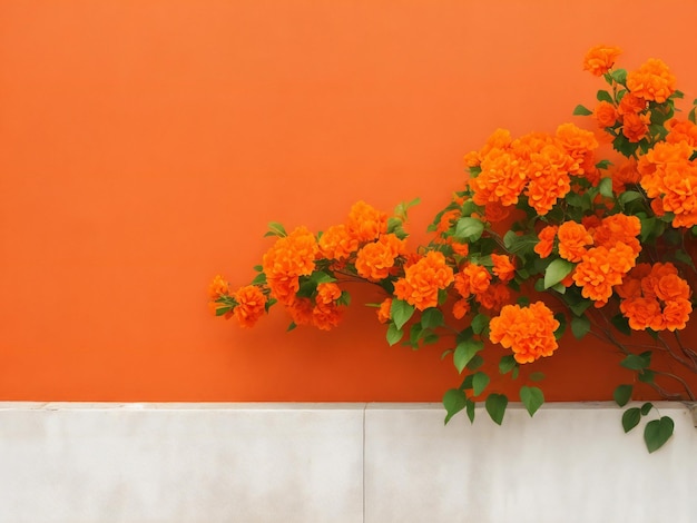 Orange Blumen gegen eine graue Wand ai erzeugt