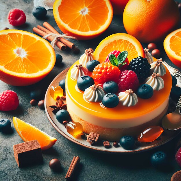 Orange Creme Catalana süßes Dessert Farbfilter Verarbeitung