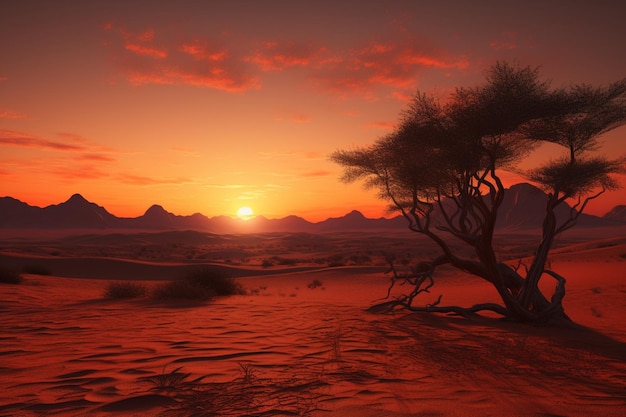 Orange Dämmerung über der Wüste