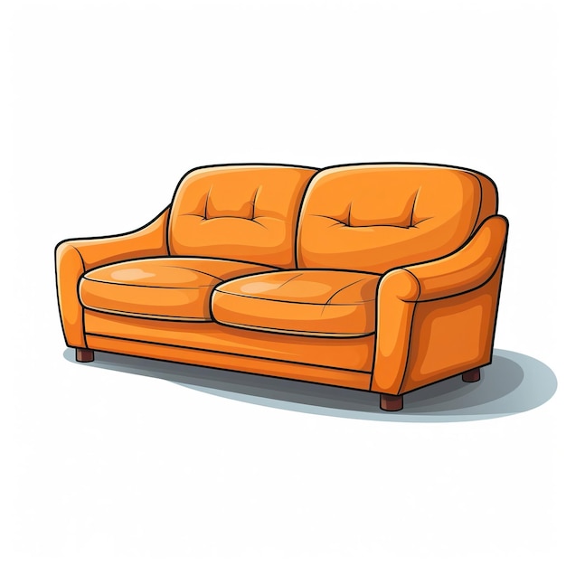 Foto orange farbe sofa handgezeichneter vektor weißer hintergrund isol