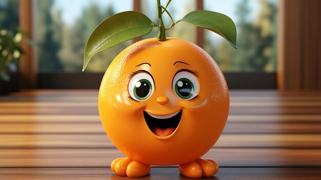 orange Frucht animierte Figur im Happy-Modus 3D-Bild