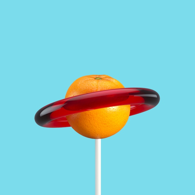 Orange Fruchtbonbons. Minimale Fruchtidee. 3D-Rendering.