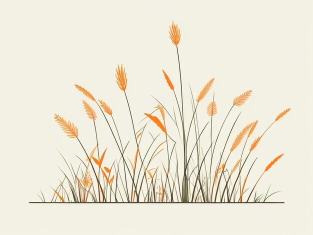 Foto orange grass meadow einfache linienkunst süß und charmant