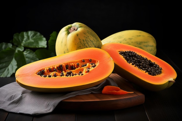 Orange halbe grüne süße Papaya