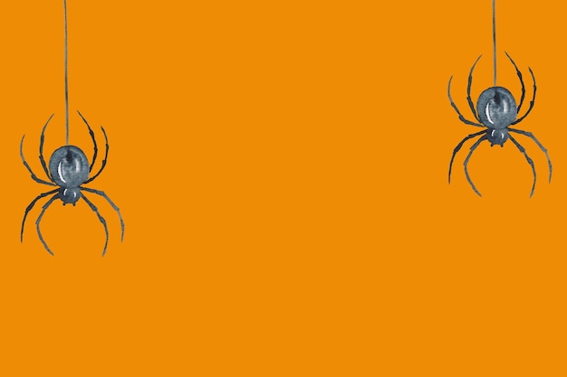 Orange Halloween-Hintergrund mit Spinnen