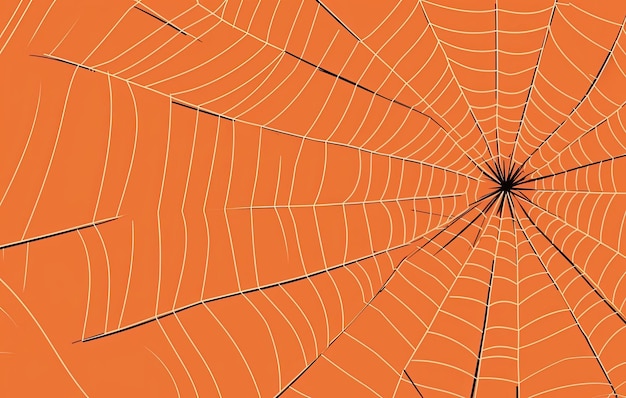 Orange Halloween-Hintergrund mit Spinnennetz Generative KI