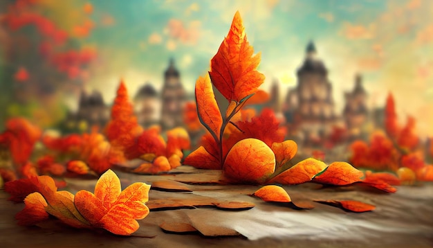 Orange Herbstlaub Stadt als Hintergrundbild Hintergrunddesign