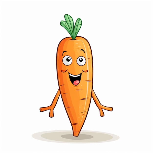 Orange Karottenkarikatur auf weißem Hintergrund