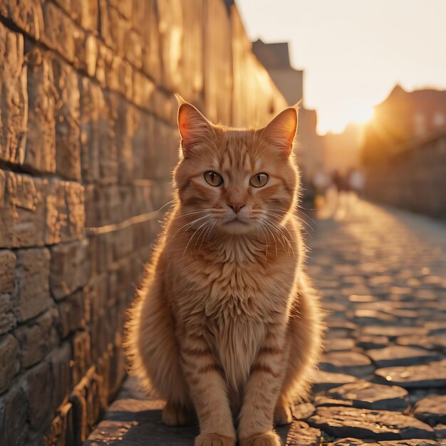 Orange Katze unter der Sonne