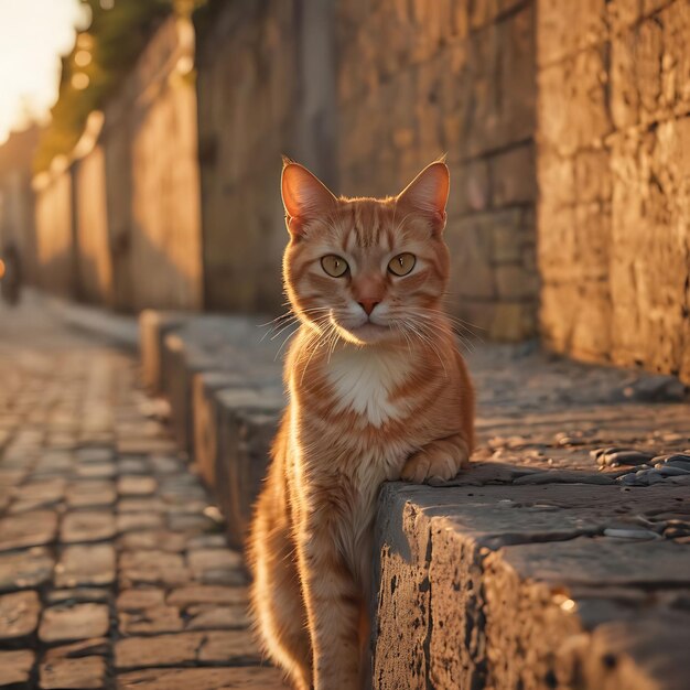 Orange Katze unter der Sonne