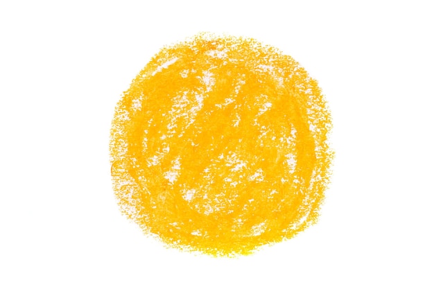 Orange Kreis gezeichnet mit Ölstift auf weißem Hintergrund. Foto in hoher Qualität