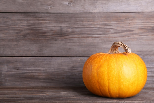 Orange Kürbis auf einem grauen Hintergrund. Herbst