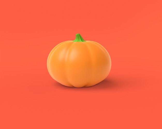 Orange Kürbis auf einem roten, 3D-Rendering