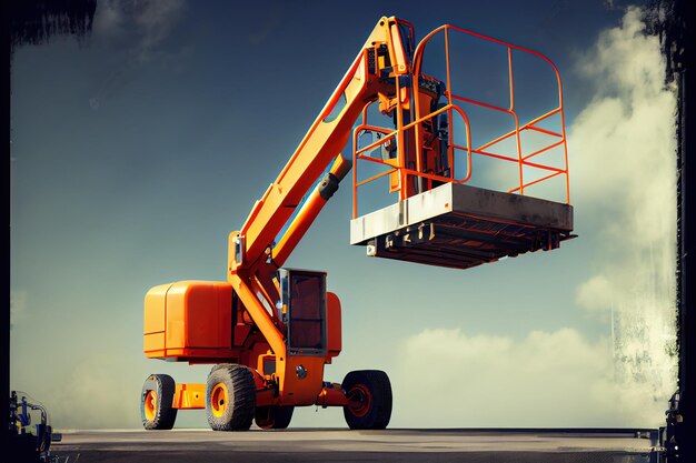 Orange Mechanical Lift Cherry Picker foto realista