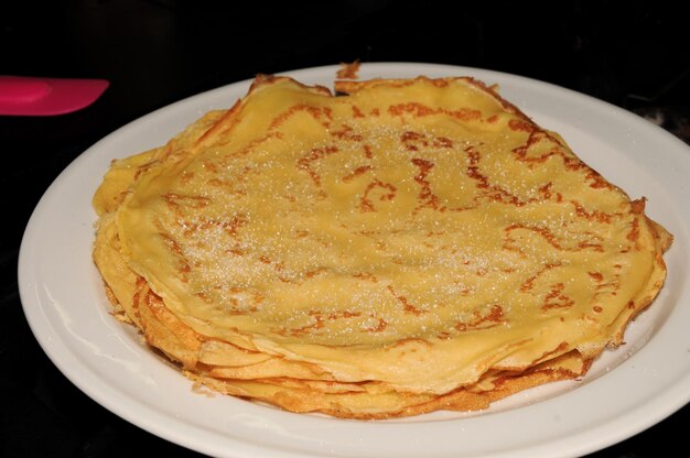 Orange Pfannkuchenkuchen leckeres Frühstück