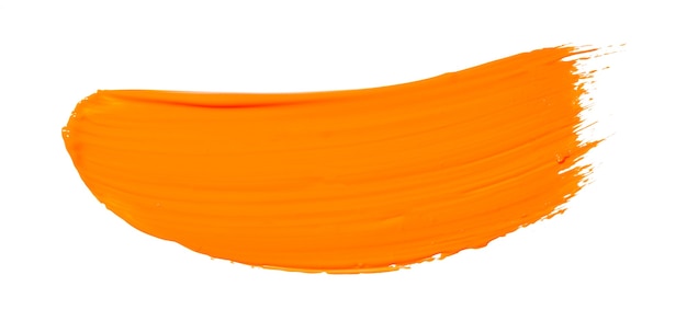 Foto orange pinselstrich lokalisiert auf weißem hintergrund