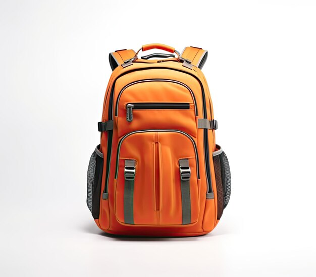 Orange Rucksack auf isoliertem Hintergrund