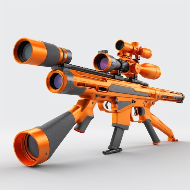 Foto orange scharfschützengewehr psd auf weißem hintergrund