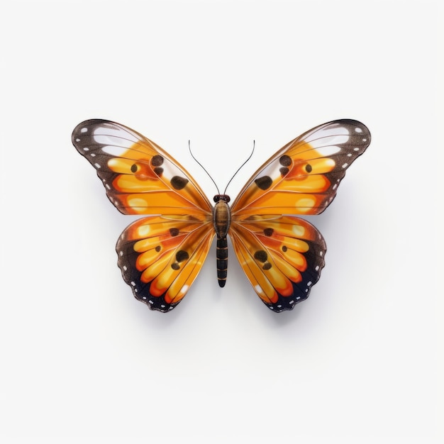 Orange Schmetterling auf weißem Hintergrund Ein atemberaubendes Pixar-Stil 8k Uhd-Bild