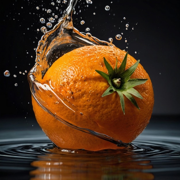 Orange sinkt im Wasserbehälter Hochgeschwindigkeits-Professionalfotografie