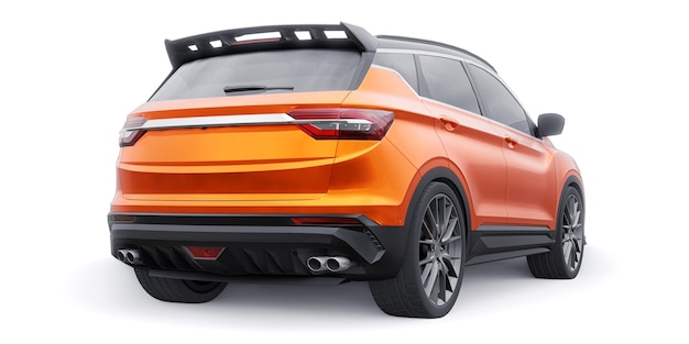 Orange Sports Compact Car SUV 3D-Darstellung