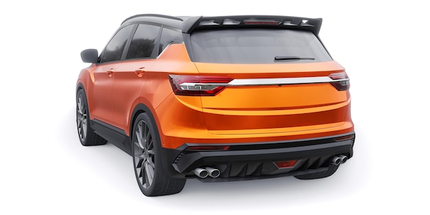 Orange Sports Compact Car SUV 3D-Darstellung