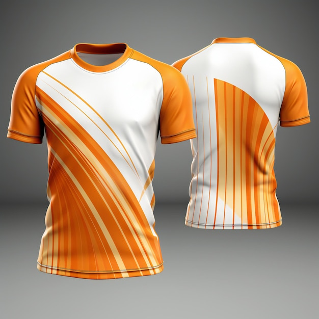 Orange und weißes Sport-Tee-Design mit doppelter Sicht