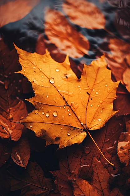 orangefarbene Ahornblätter Rahmen der Herbstnatur Hintergrund mit Bokeh im Wald Herbst Hintergrund