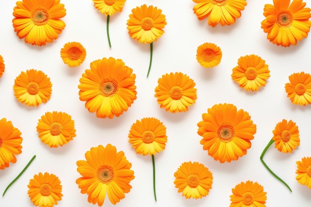 Orangefarbene Blumen auf weißem Hintergrund