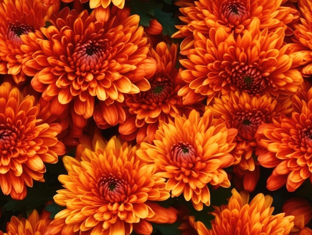 Foto orangefarbene chrysanthemenblüten im hintergrund, natürliches, nahtloses muster