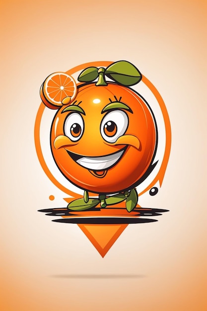 Foto orangefarbene illustration, logo-design, cartoon