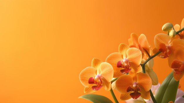 Orangefarbene Orchideen auf orangefarbenem Hintergrund